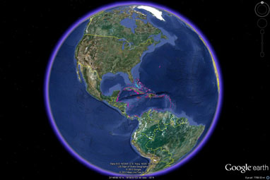 Google Earth Tour of Reefs at Risk snapshot, ©2012 MapLink/Tele Atlas, ©2012 Google, courtesy of the World Resources Institute